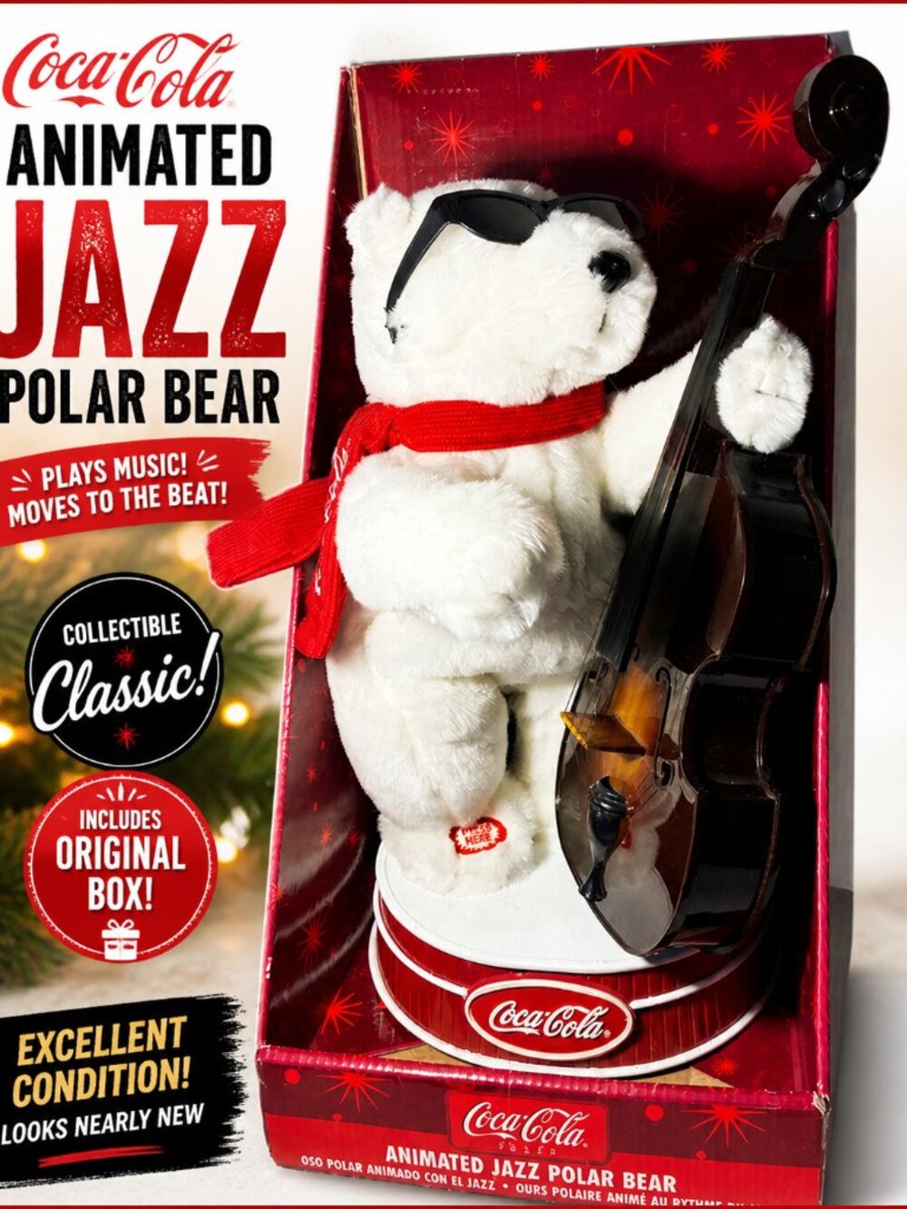 Coca-Cola Animated Jazz Polar Bear – Musical Holiday Display w/ Box